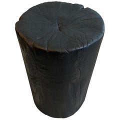 Andrianna Shamaris Charred Teak Wood Side Table or Stool