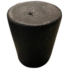 Andrianna Shamaris Charred Teak Wood Side Table or Stool