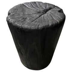 Andrianna Shamaris Charred Teak Wood Side Table or Stool