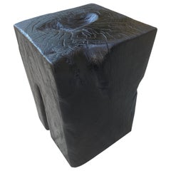 Andrianna Shamaris Charred Teak Wood Side Table or Stool
