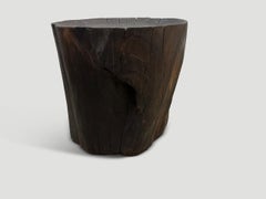 Andrianna Shamaris Charred Teak Wood Tray Side Table