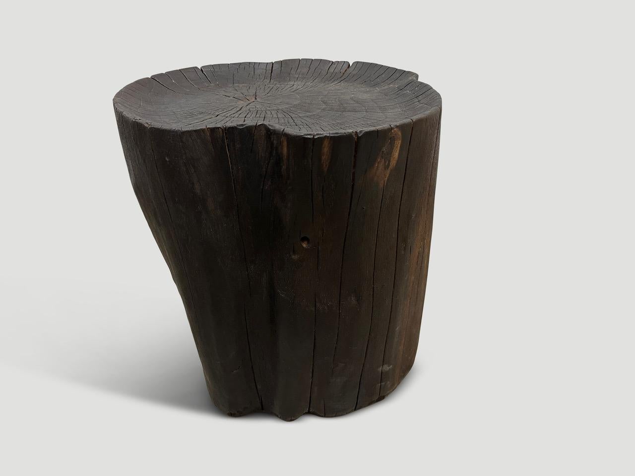 Contemporary Andrianna Shamaris Charred Teak Wood Tray Side Table For Sale