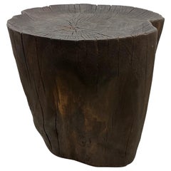 Andrianna Shamaris Mesa auxiliar con bandeja de madera de teca carbonizada