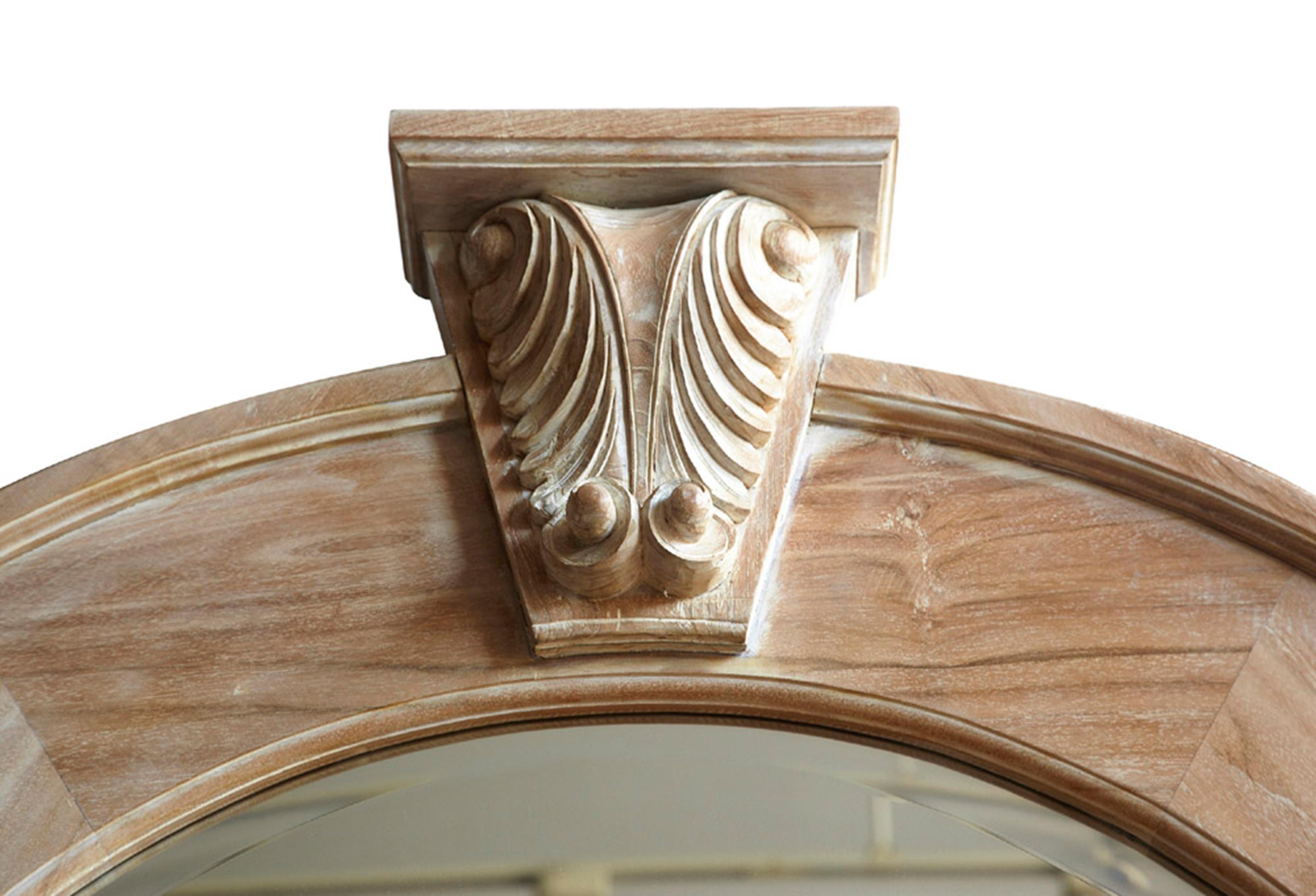 Andrianna Shamaris Classic Teak Wood Carved Mirror In Excellent Condition For Sale In New York, NY