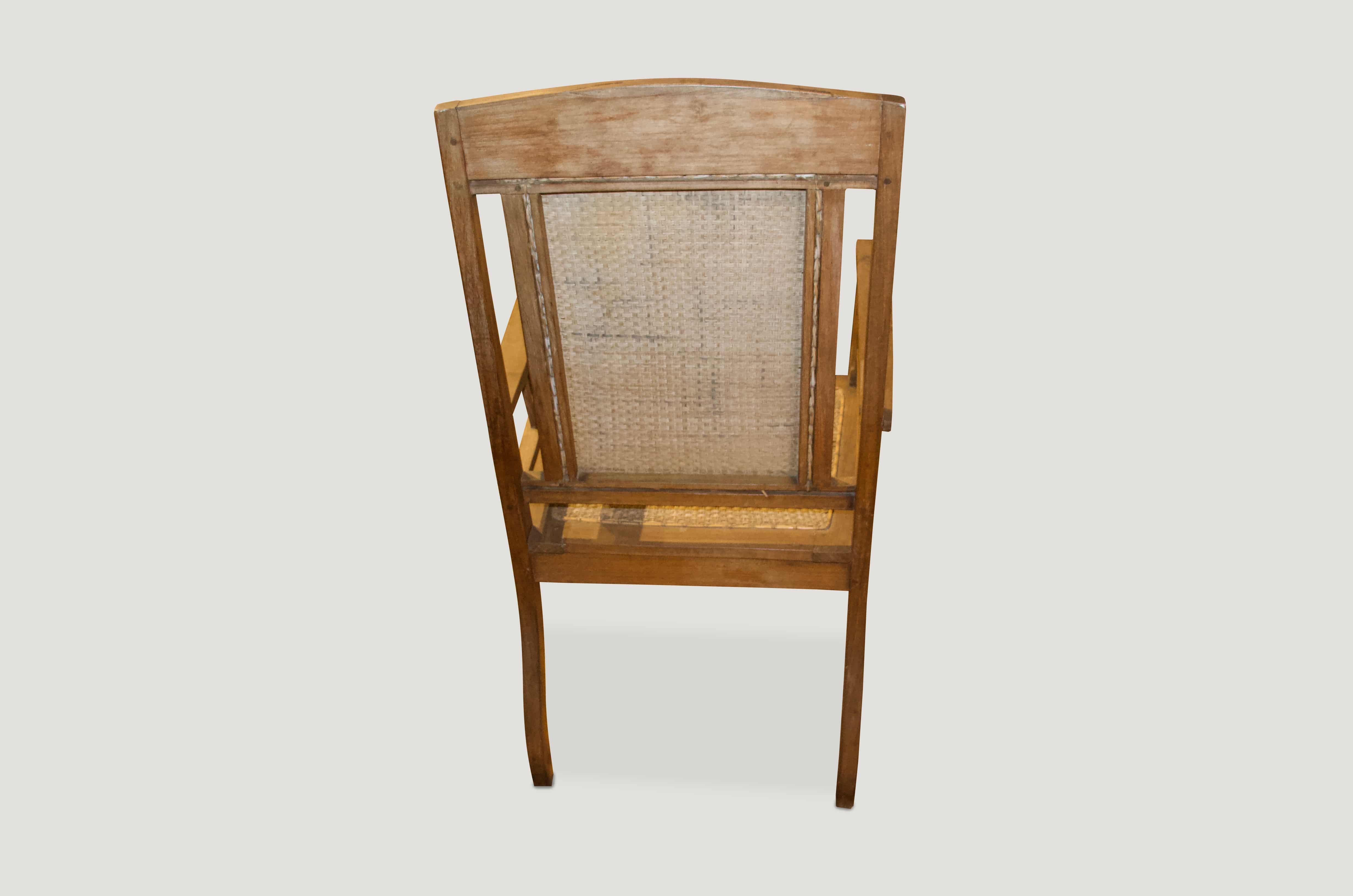 Andrianna Shamaris Colonial Teak Wood and Rattan Chair For Sale 2