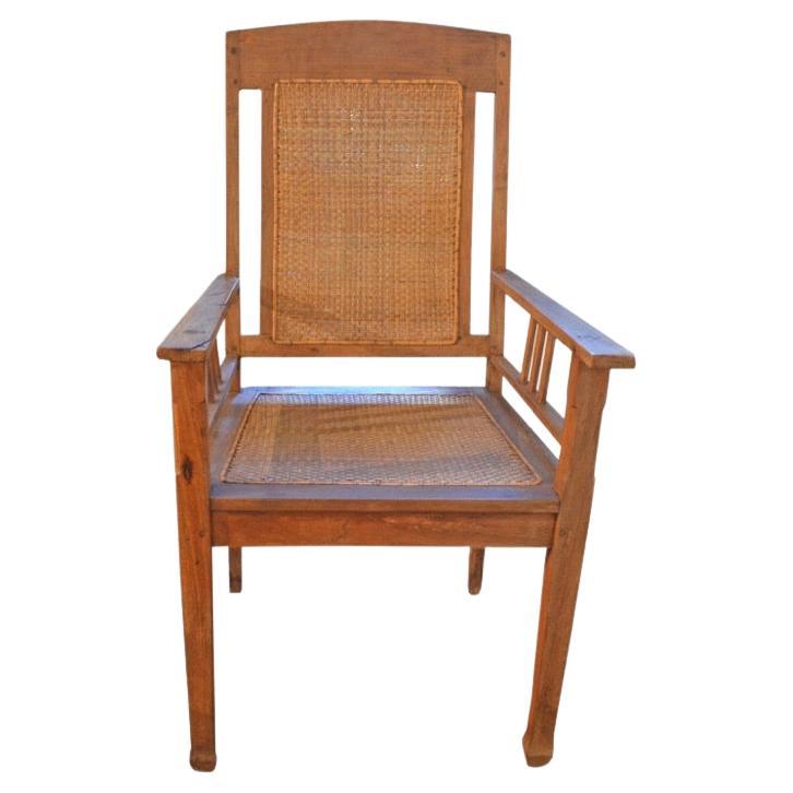 Andrianna Shamaris Colonial Teak Wood and Rattan Chair