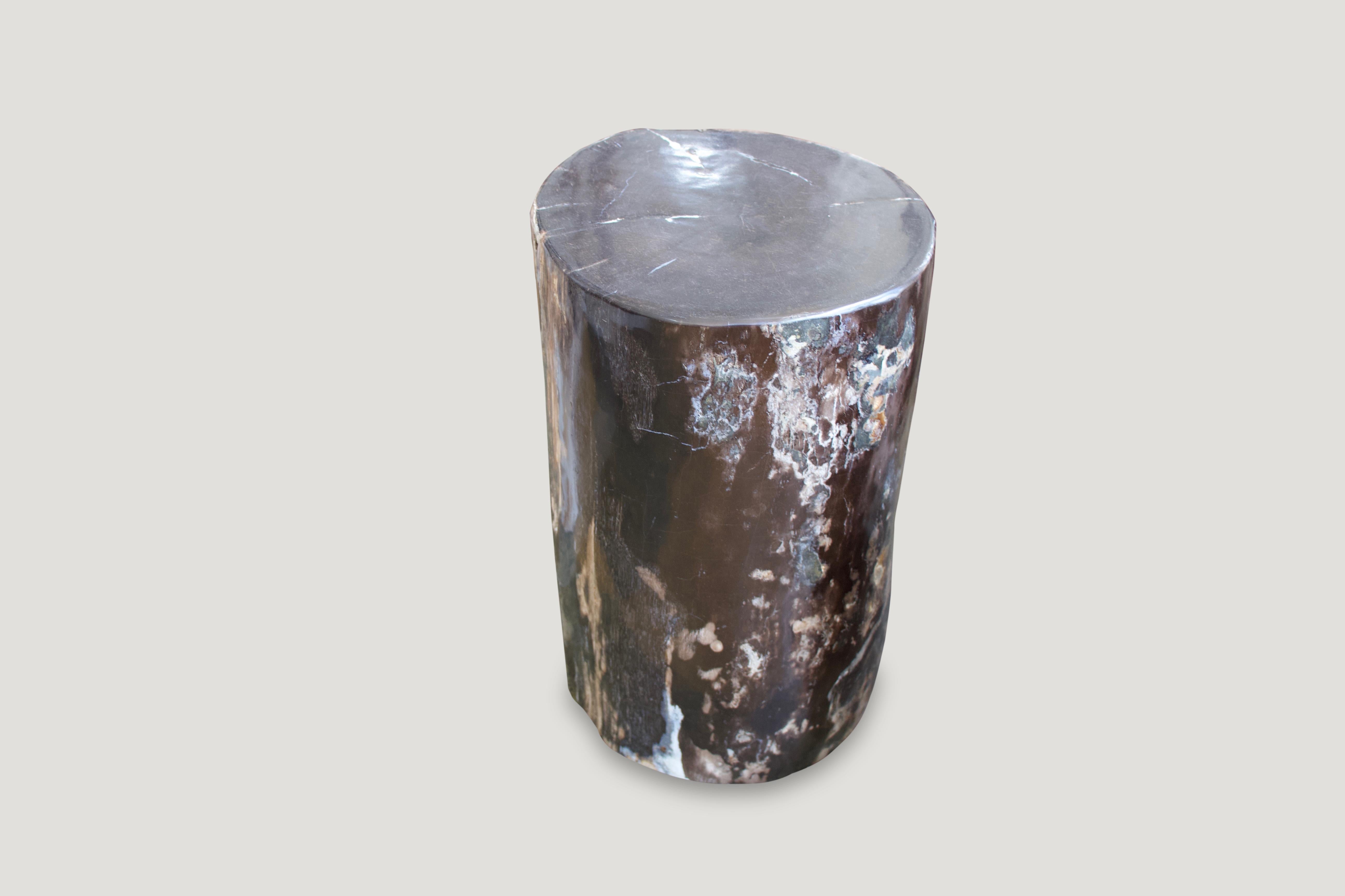 Andrianna Shamaris Contrasting Toned High Quality Petrified Wood Side Table In Excellent Condition In New York, NY