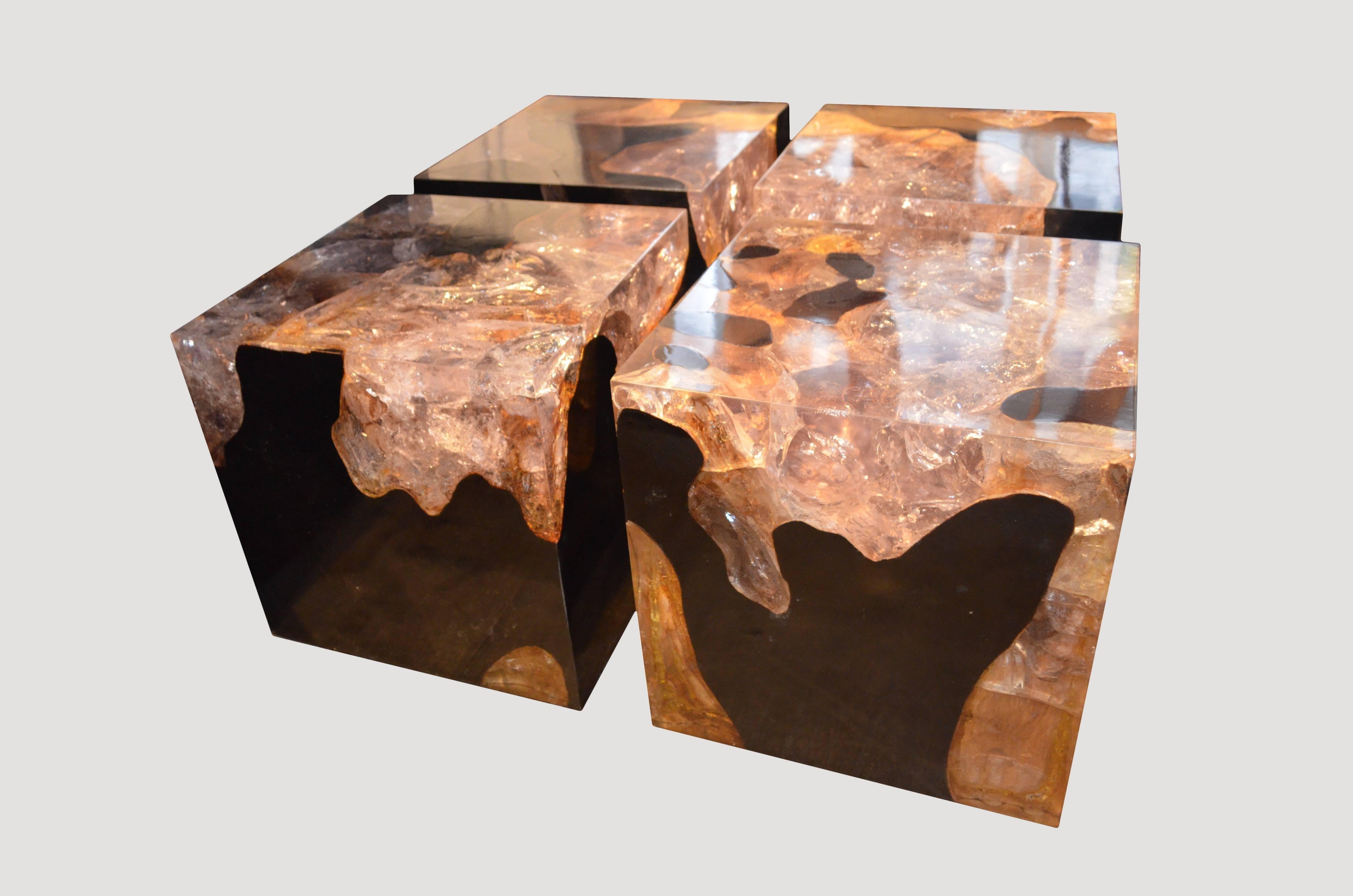Organic Modern Andrianna Shamaris Cracked Resin Cocktail Table For Sale