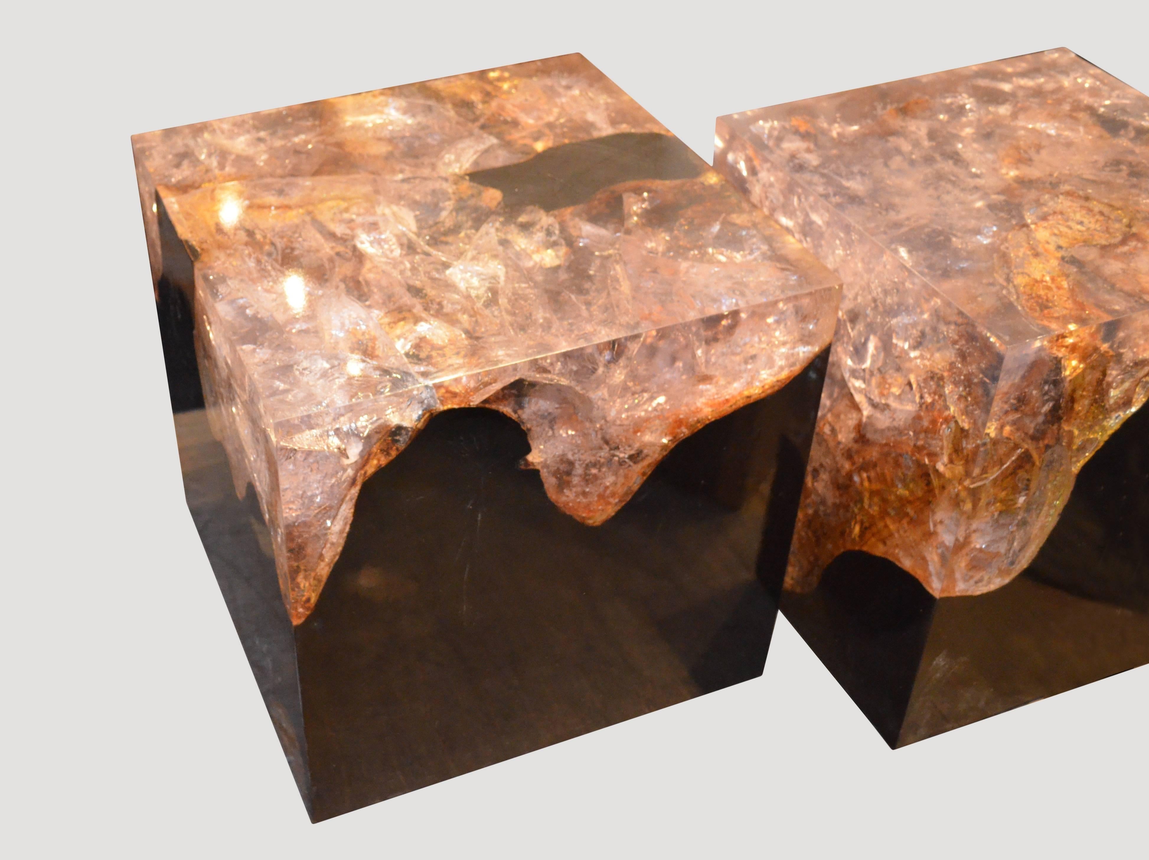 Contemporary Andrianna Shamaris Cracked Resin Cocktail Table For Sale