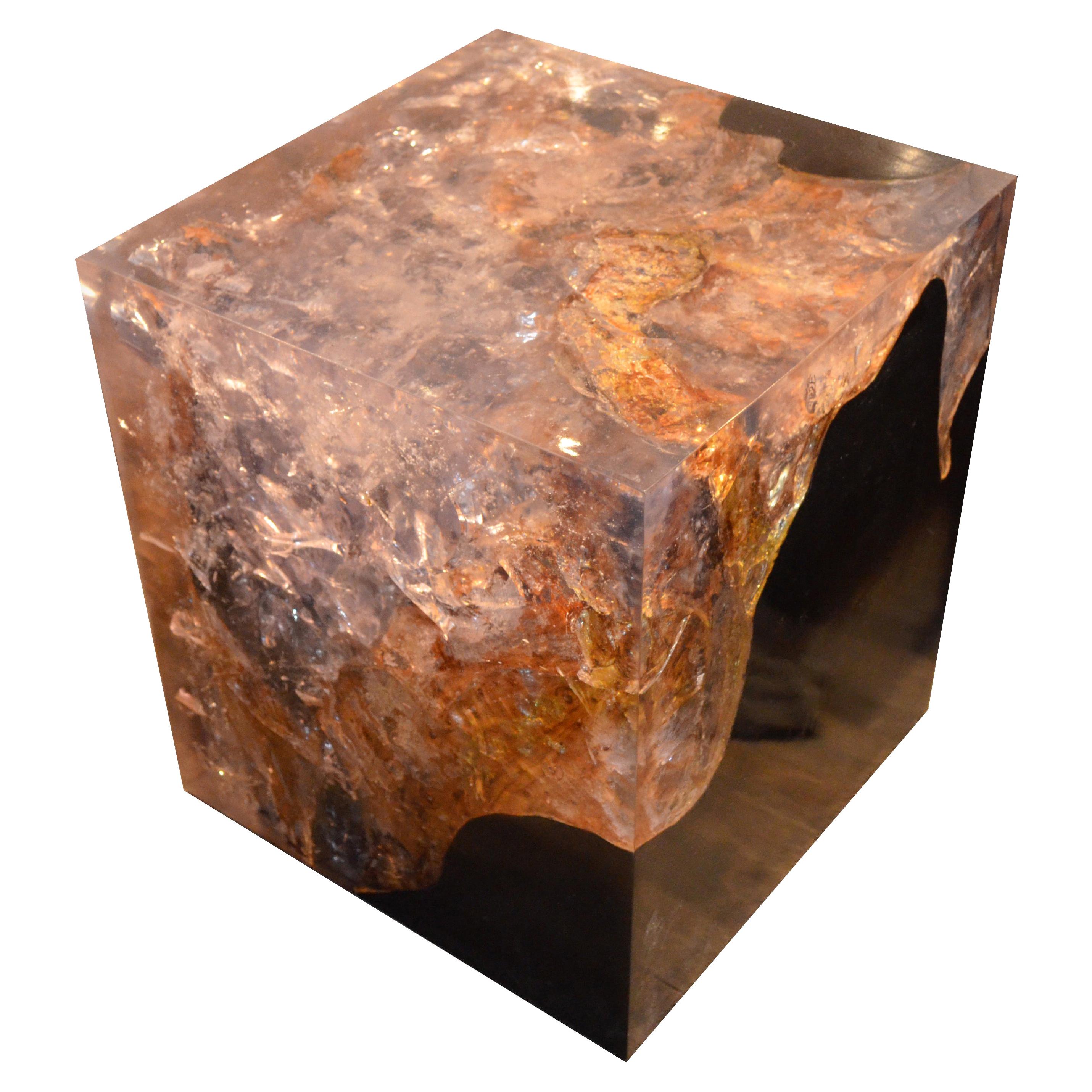 Andrianna Shamaris Cracked Resin Cocktail Table For Sale