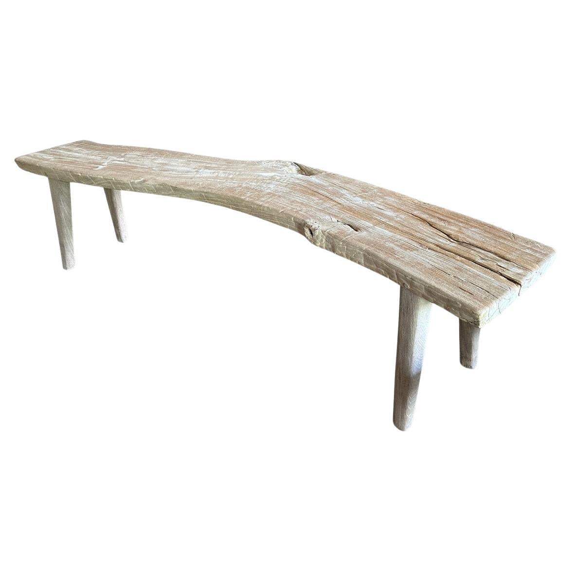 Andrianna Shamaris Curved St. Barts Teak Wood Bench 