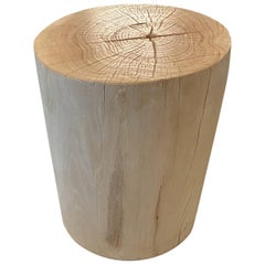 Andrianna Shamaris Cylinder Bleached Teak Wood Side Table or Stool