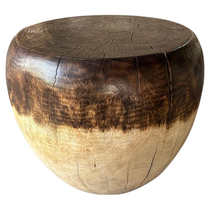 Andrianna Shamaris Drum Shape Mango Wood Side Table For Sale