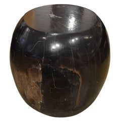 Antique Andrianna Shamaris Drum Shape Petrified Wood Side Table