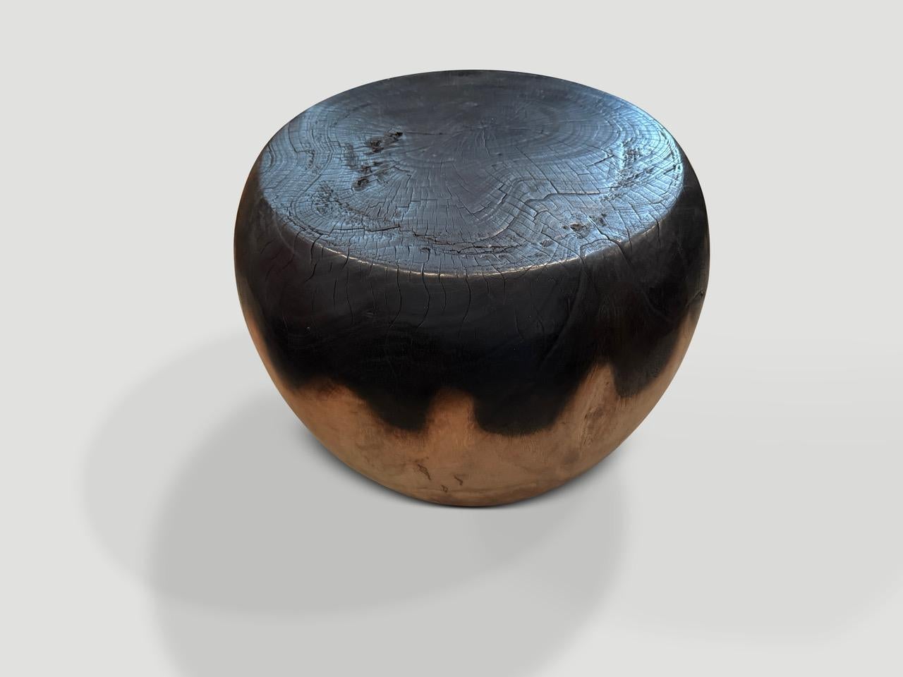 Organic Modern Andrianna Shamaris Drum Shape Two Tone Side Table For Sale