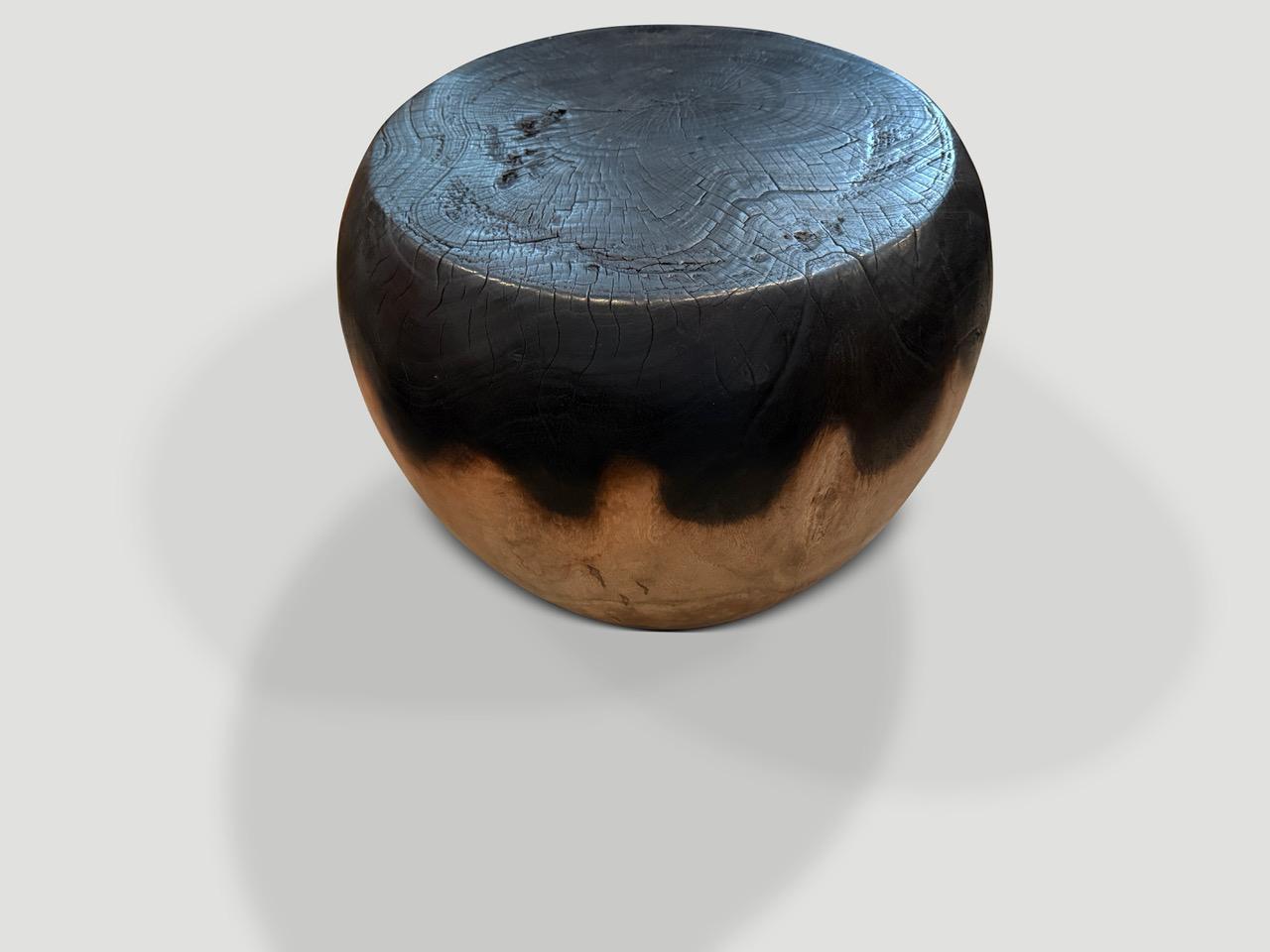 Andrianna Shamaris Drum Shape Two Tone Side Table In Excellent Condition For Sale In New York, NY