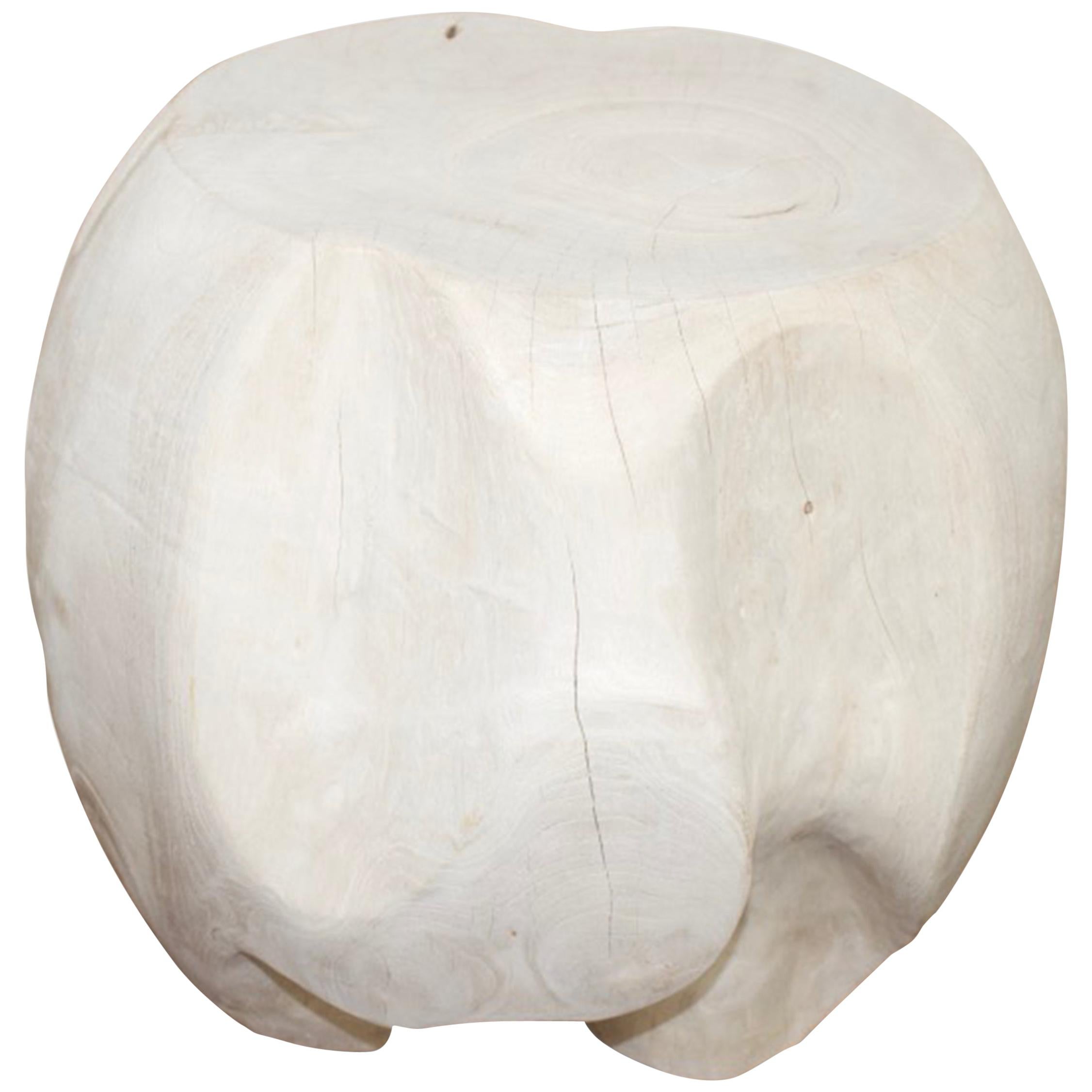 Andrianna Shamaris Drum Shaped Teak Wood Side Table or Stool