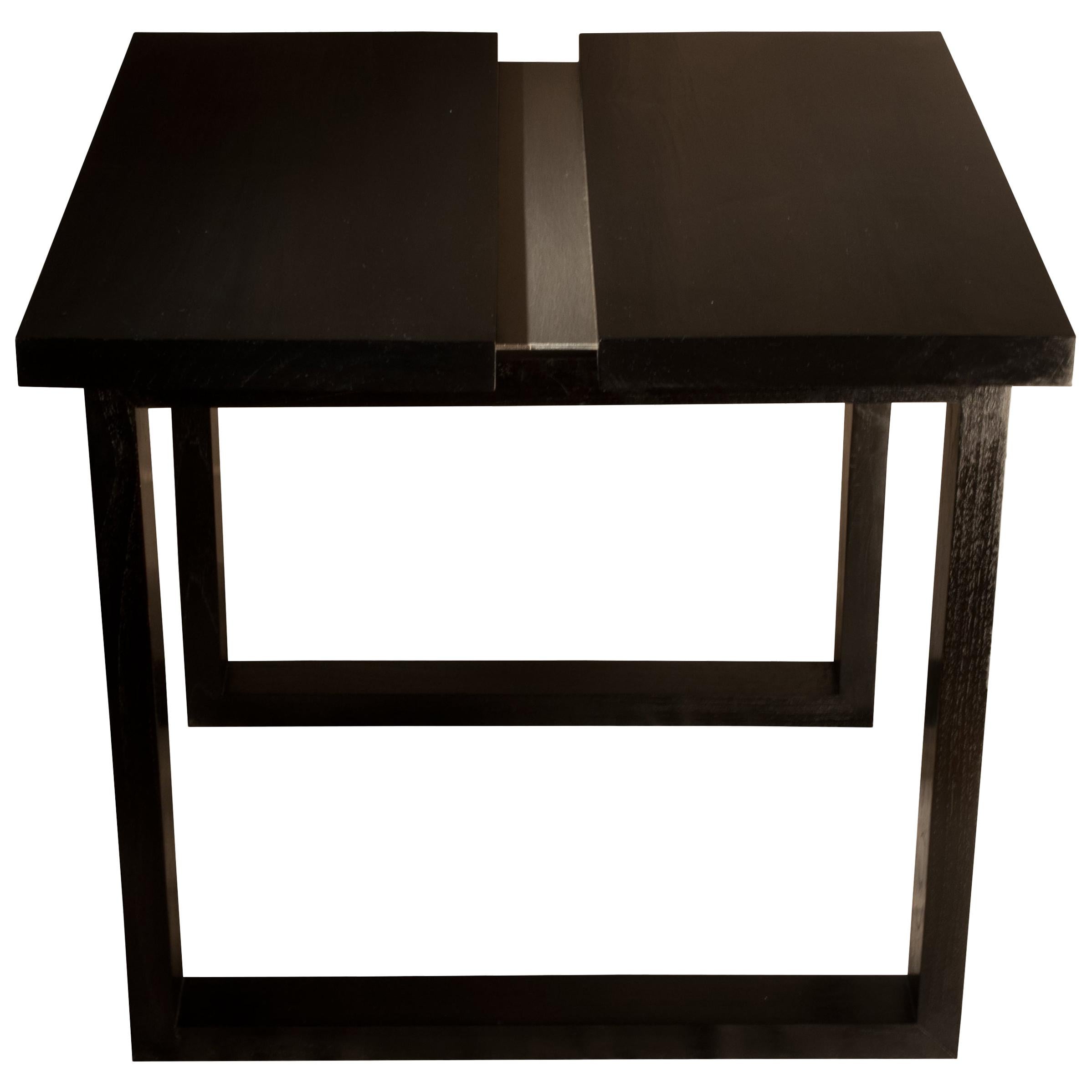 Andrianna Shamaris Espresso and Steel Minimalist Side Table For Sale