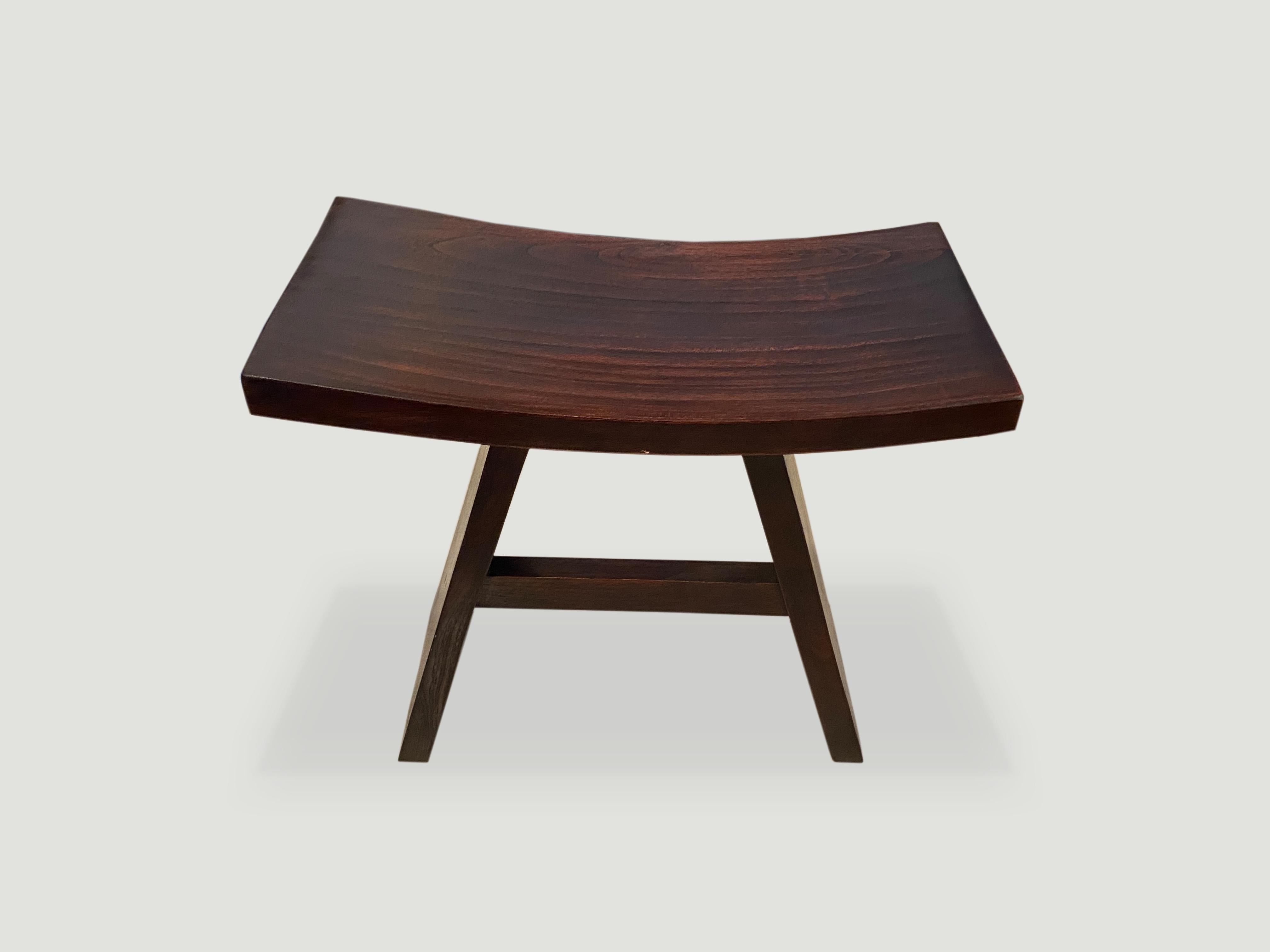 Andrianna Shamaris Espresso Teak 'A' Bench In Excellent Condition In New York, NY