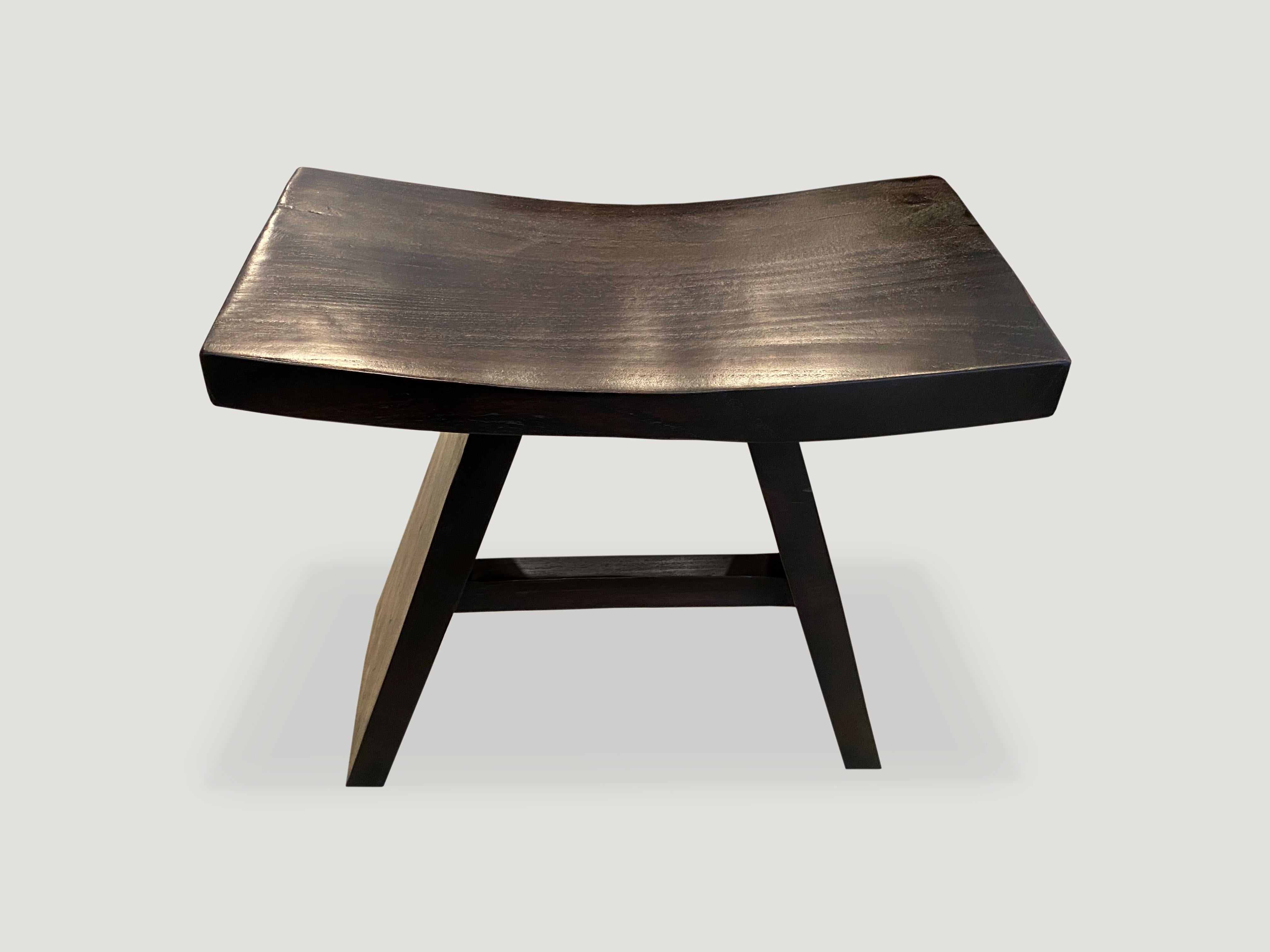 Andrianna Shamaris Espresso Teak Wood 'A' Bench In Excellent Condition In New York, NY