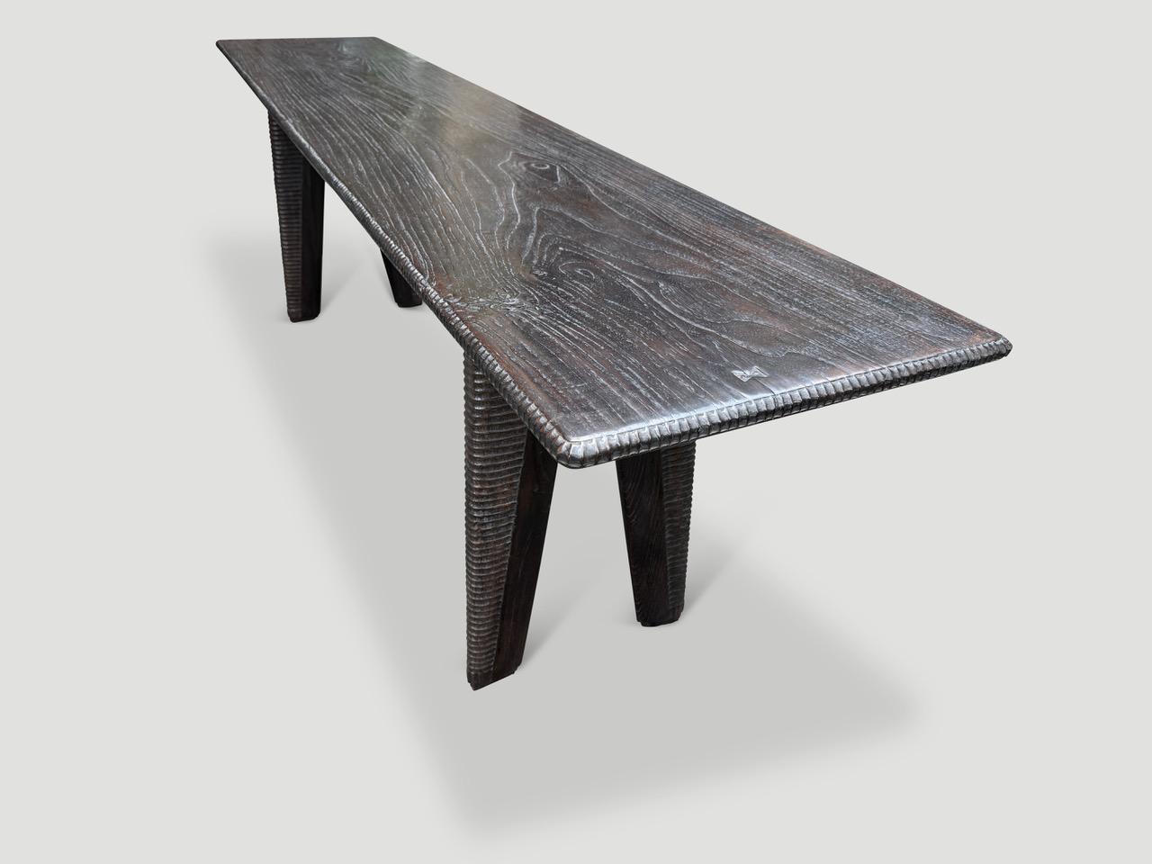 Andrianna Shamaris Exquisite Minimalist Hand Carved Console or Dining Table In Excellent Condition For Sale In New York, NY