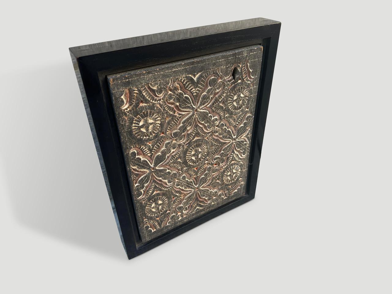 Primitive Andrianna Shamaris Framed Antique Hand Carved Panel  For Sale