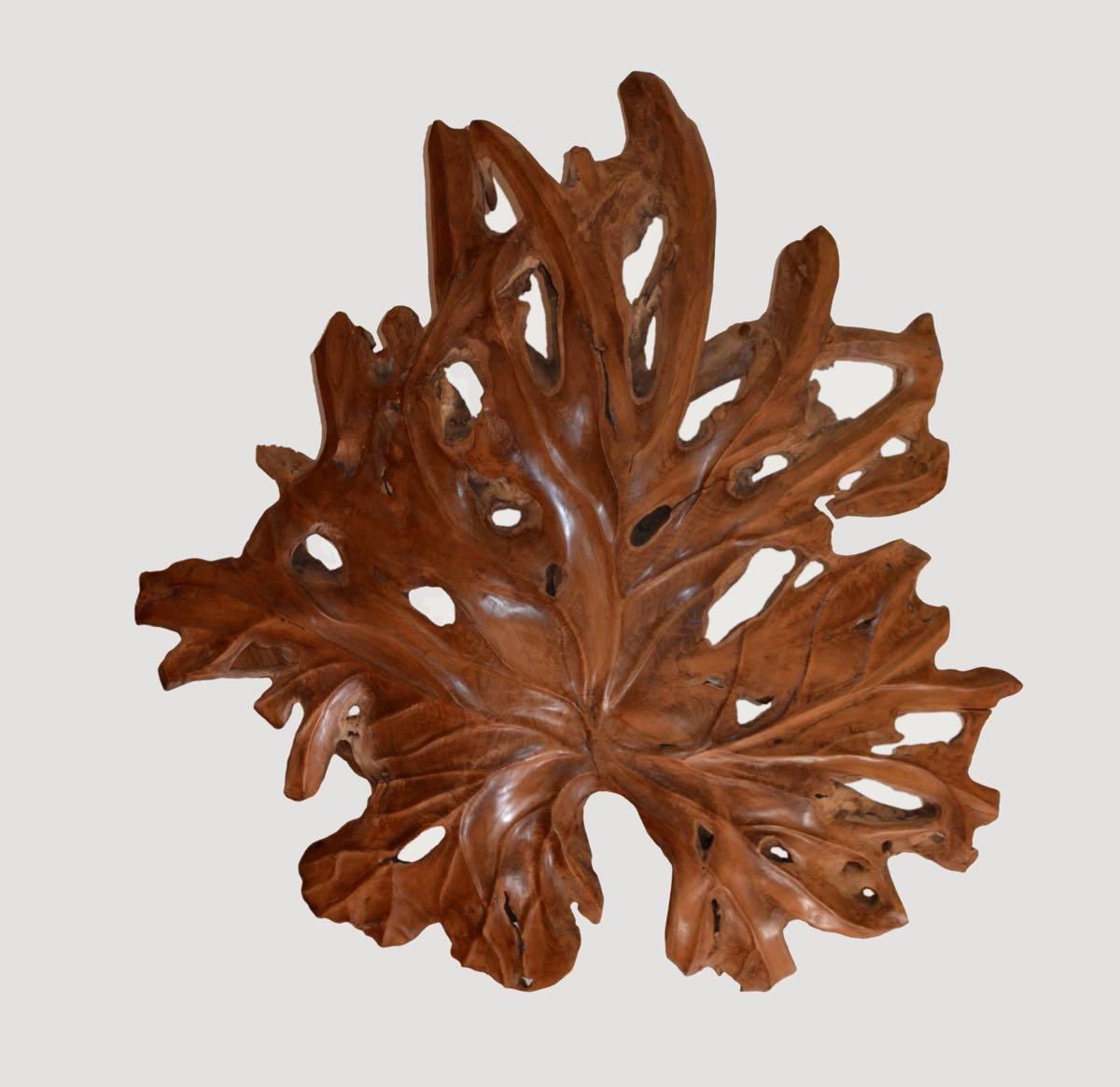 Organic Modern Andrianna Shamaris Giant Organic Teak Wood Leaf Sculpture