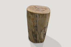 Andrianna Shamaris Grey and White Mosaic Petrified Wood Side Table