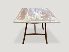 Andrianna Shamaris Hand Carved Beveled Teak Cocktail Table, or Entry Table