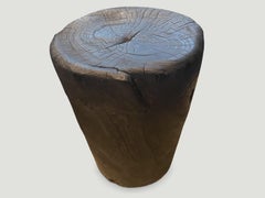 Andrianna Shamaris Hand Carved Charred Teak Wood Side Table