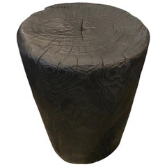 Andrianna Shamaris Hand Carved Charred Teak Wood Side Table