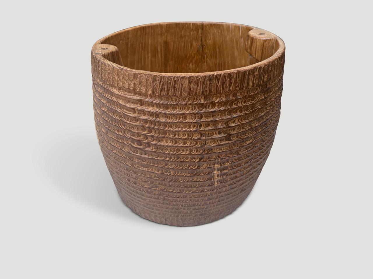 Organic Modern Andrianna Shamaris Hand Carved Container Or Side Table For Sale