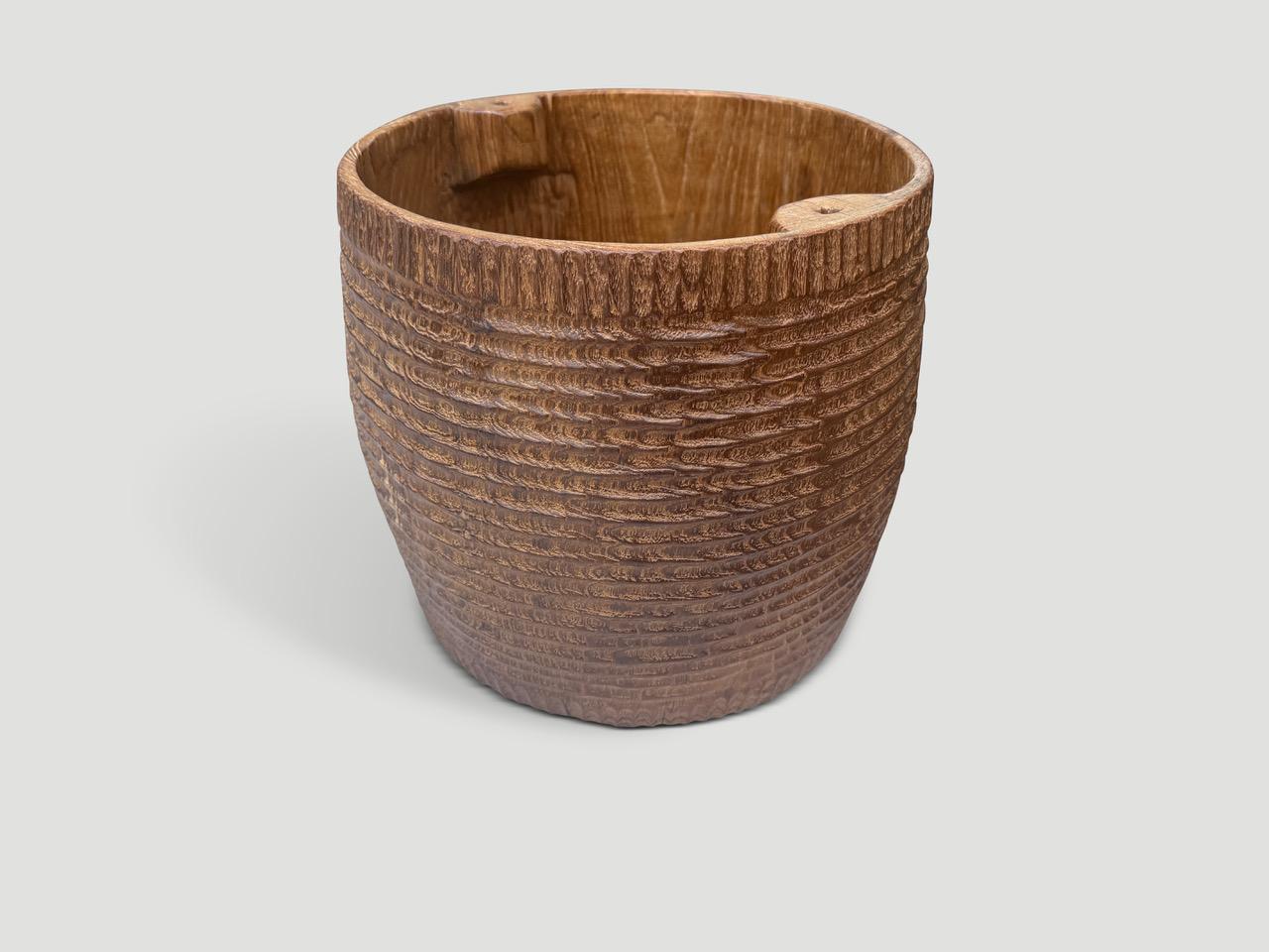 Andrianna Shamaris Hand Carved Container Or Side Table In Excellent Condition For Sale In New York, NY