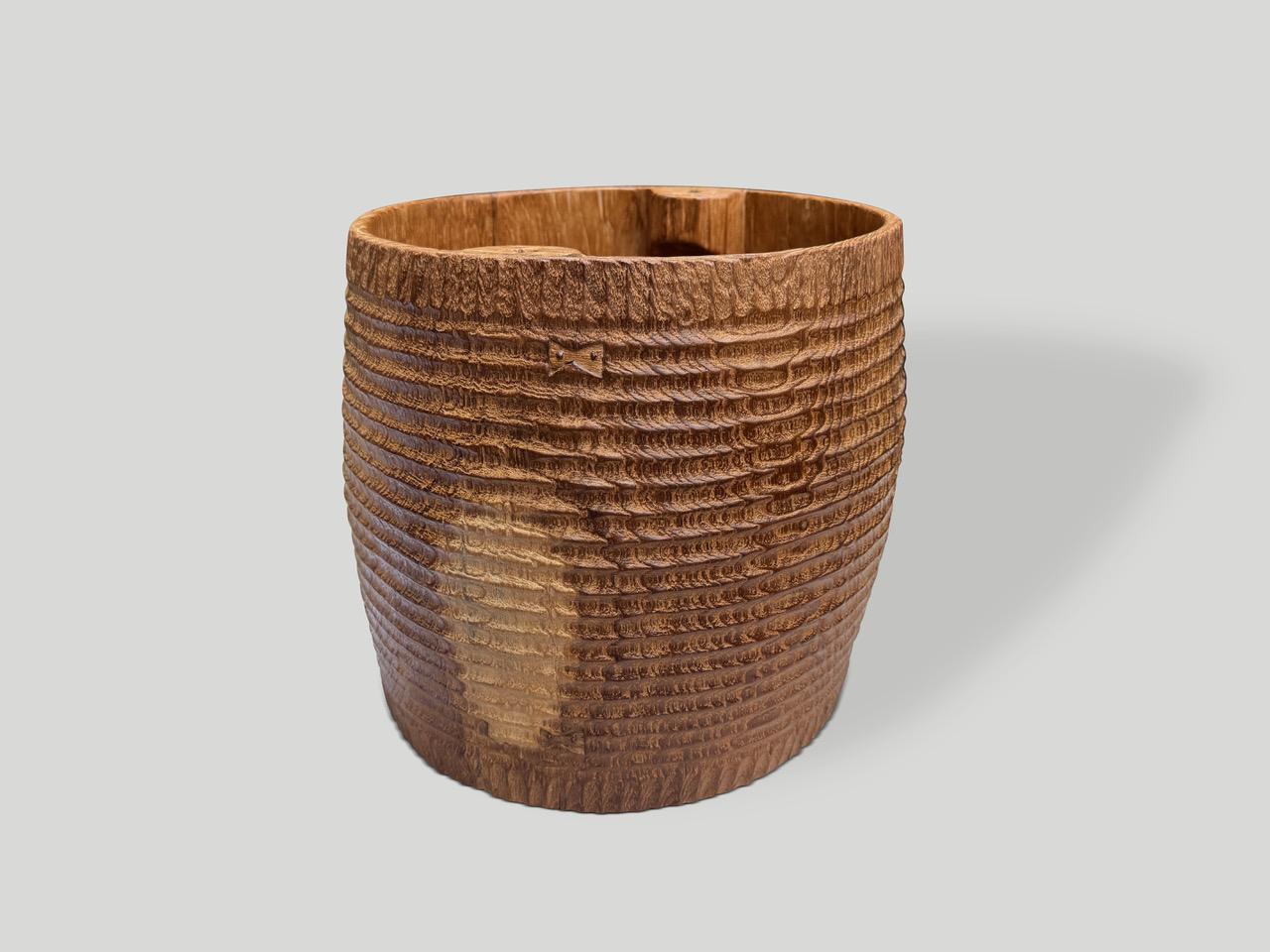 Contemporary Andrianna Shamaris Hand Carved Side Table or Container For Sale