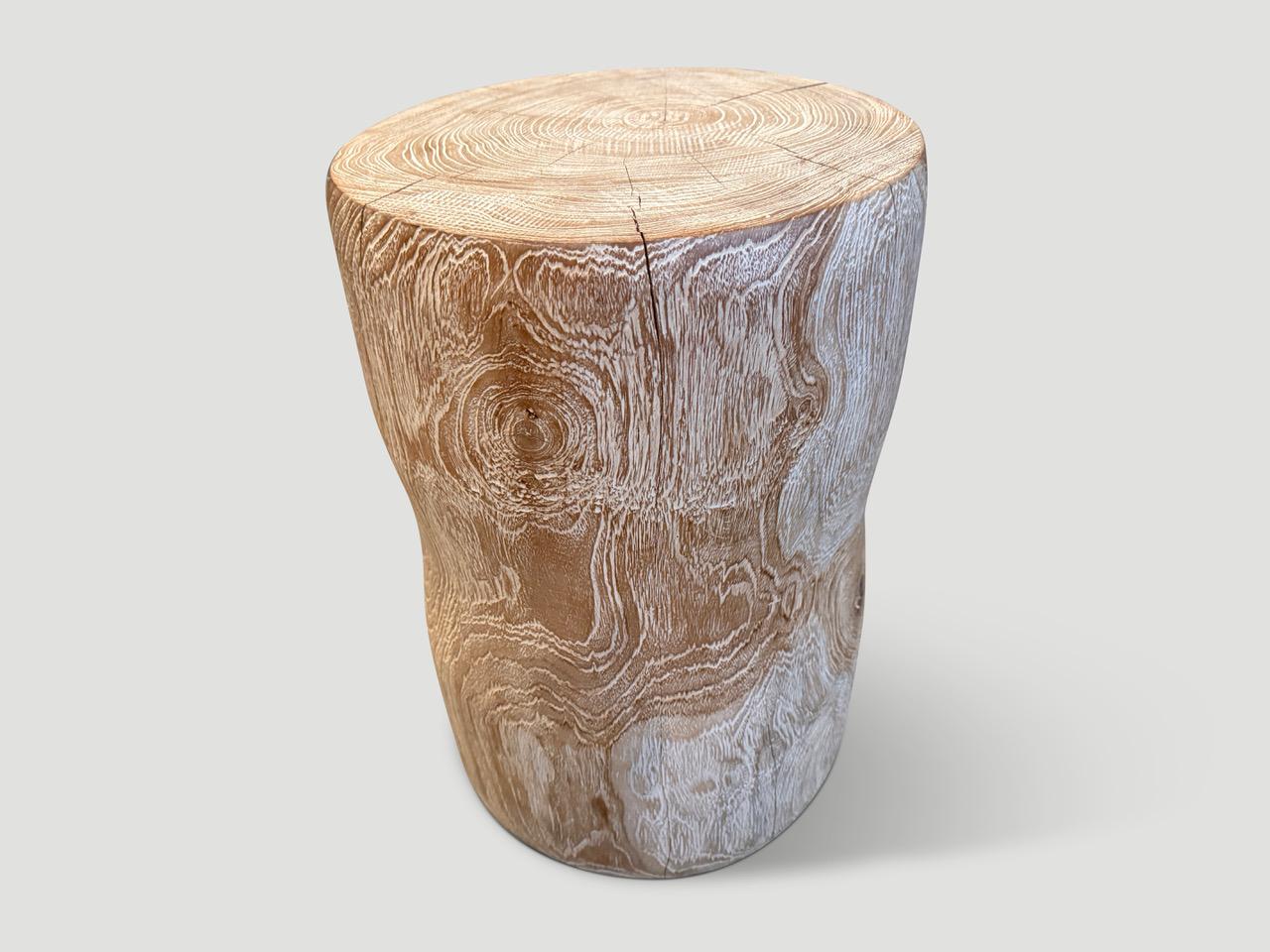 Andrianna Shamaris Hand Carved Teak Side Table In Excellent Condition For Sale In New York, NY