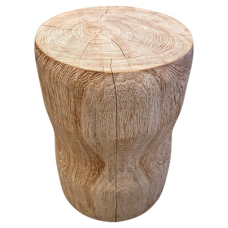 Andrianna Shamaris Hand Carved Teak Side Table For Sale