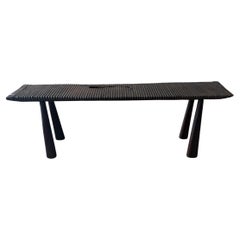 Panchina in legno di teak intagliato a mano Andrianna Shamaris, stile metà del secolo scorso