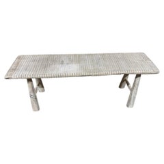 Andrianna Shamaris Handgeschnitzte Teak Wood Bank, Mid Century Style