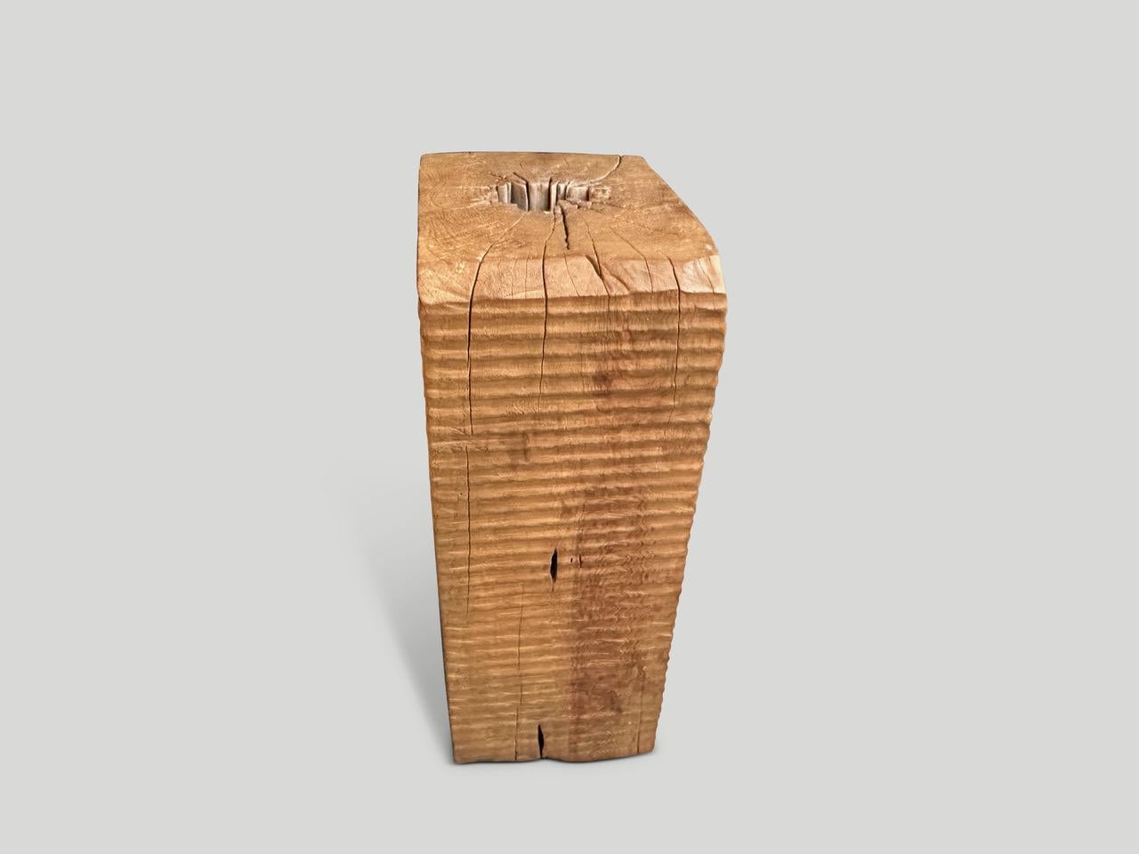 Andrianna Shamaris Hand Carved Teak Wood Bench or Pedestal For Sale 3