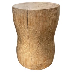 Andrianna Shamaris Hand Carved Teak Wood Side Table or Stool