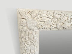Andrianna Shamaris Hand Carved White Wood Framed Mirror