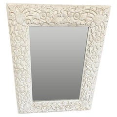 Andrianna Shamaris Hand Carved White Wood Framed Mirror