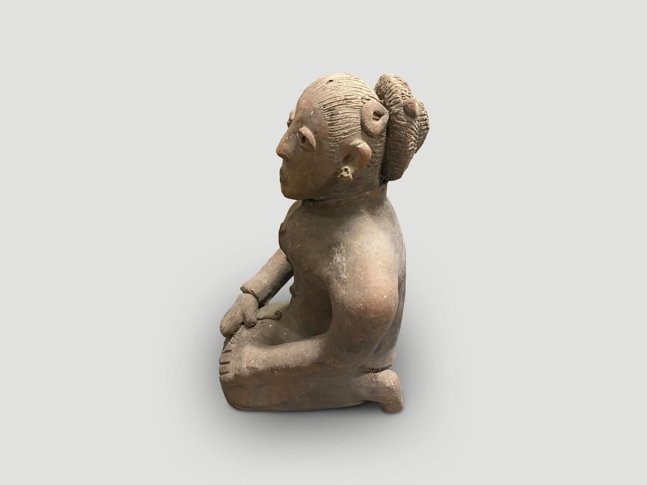 Primitive Andrianna Shamaris Hand Made Antique Clay Statue For Sale