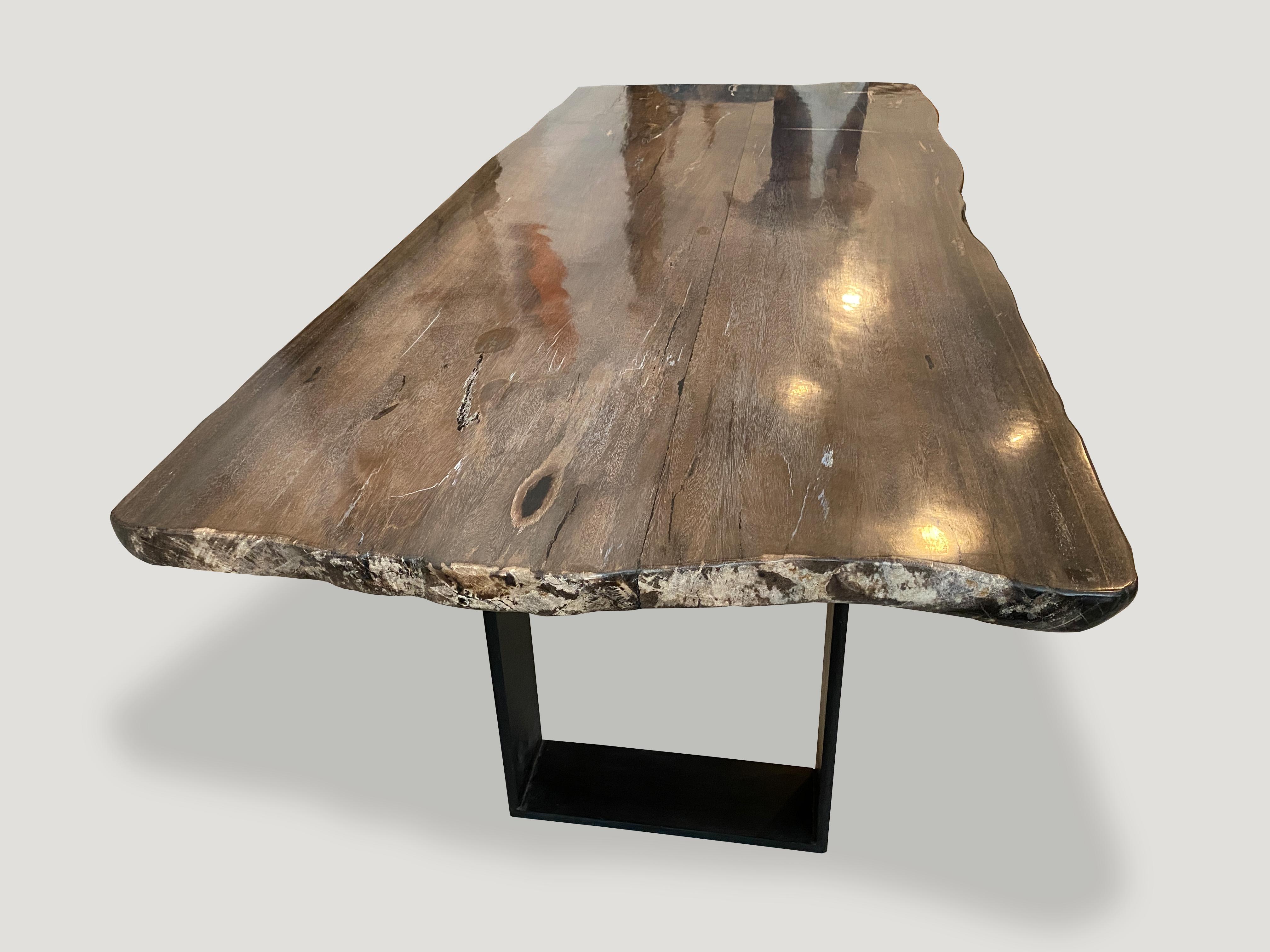 Metal Andrianna Shamaris High Quality Petrified Wood Dining Table For Sale