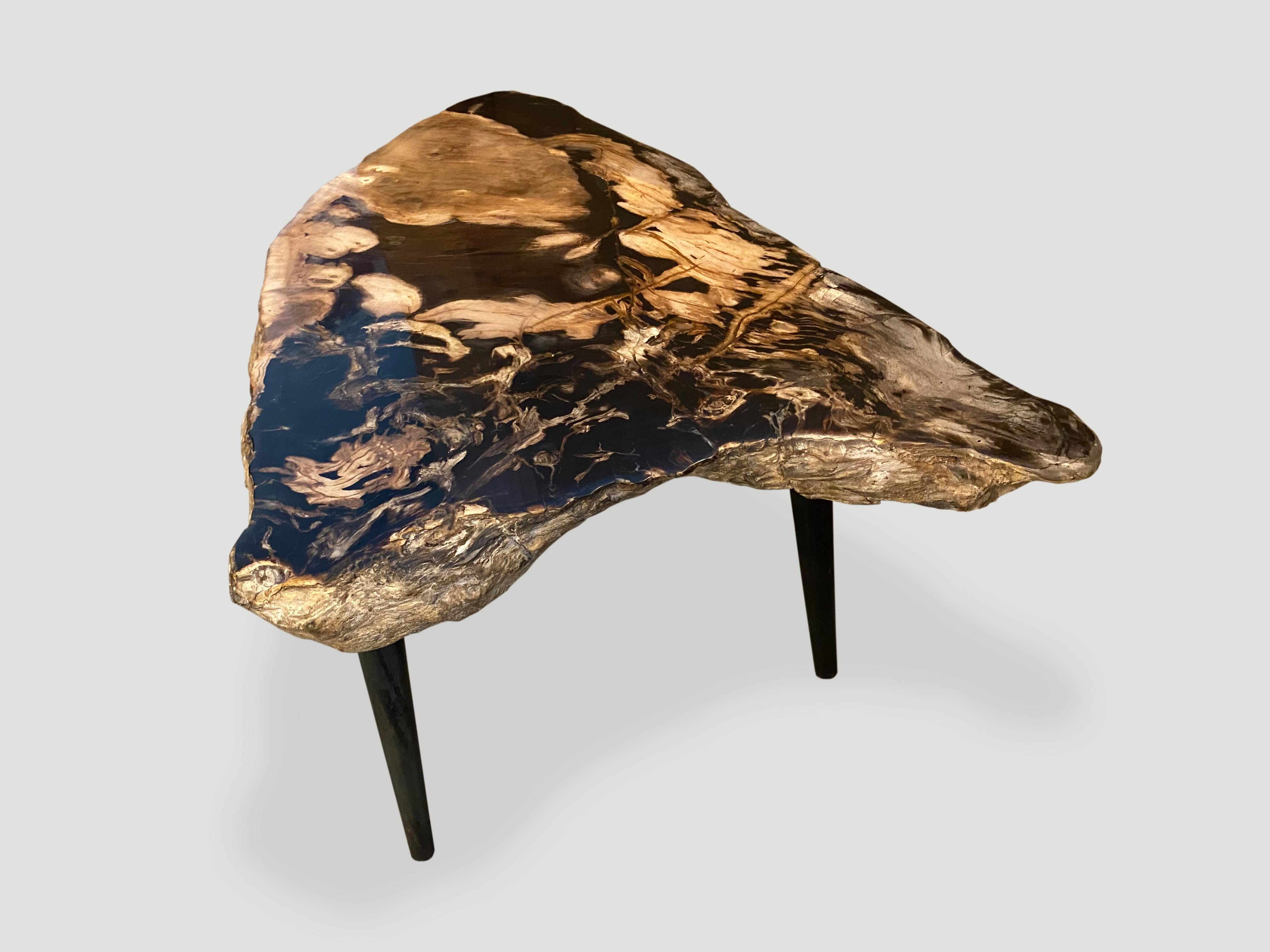 Andrianna Shamaris High Quality Petrified Wood Slab Top Side Table In Excellent Condition In New York, NY