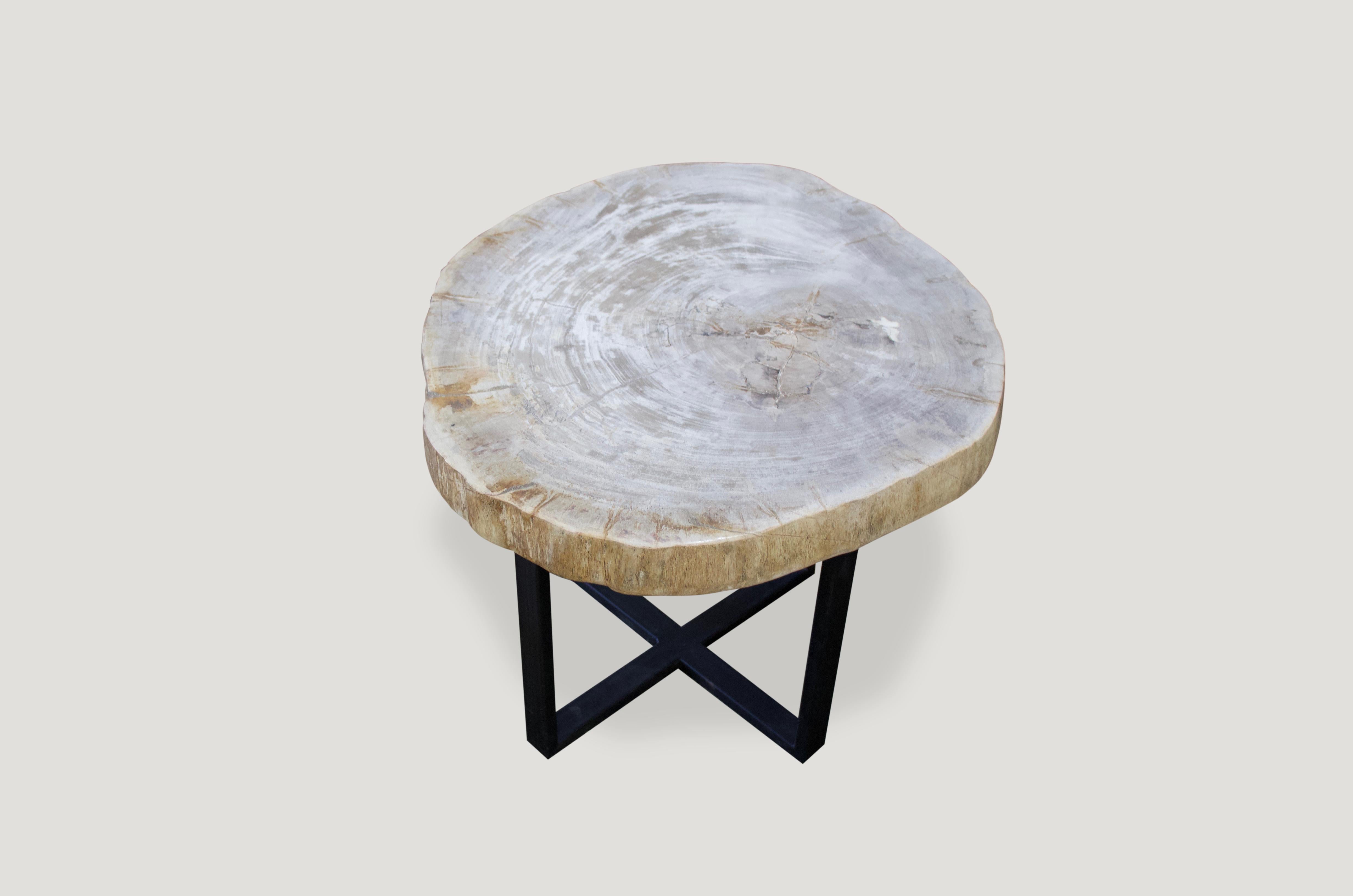 Organic Modern Andrianna Shamaris High Quality Petrified Wood Slab Top Table For Sale