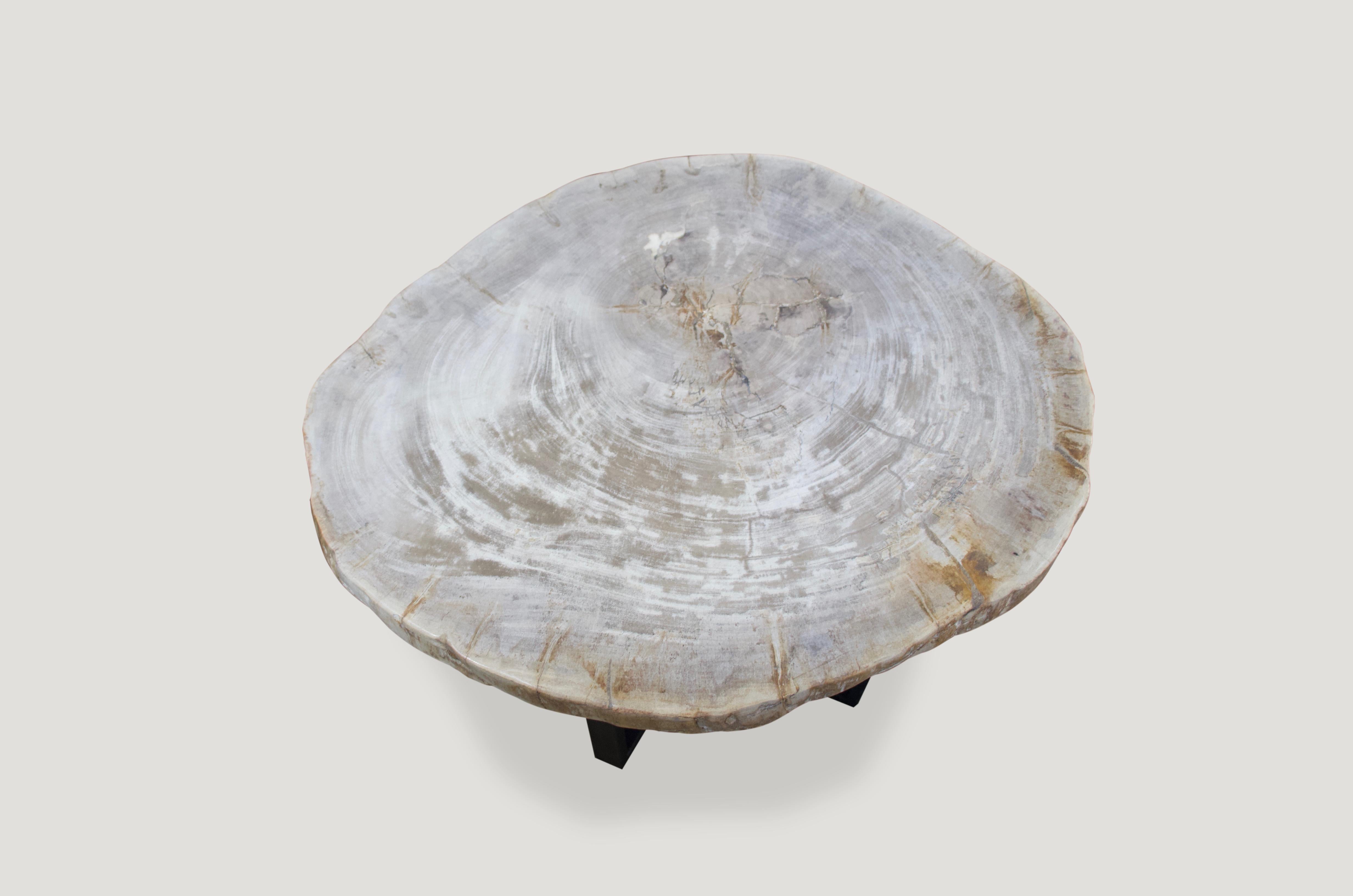 Andrianna Shamaris High Quality Petrified Wood Slab Top Table In Excellent Condition For Sale In New York, NY