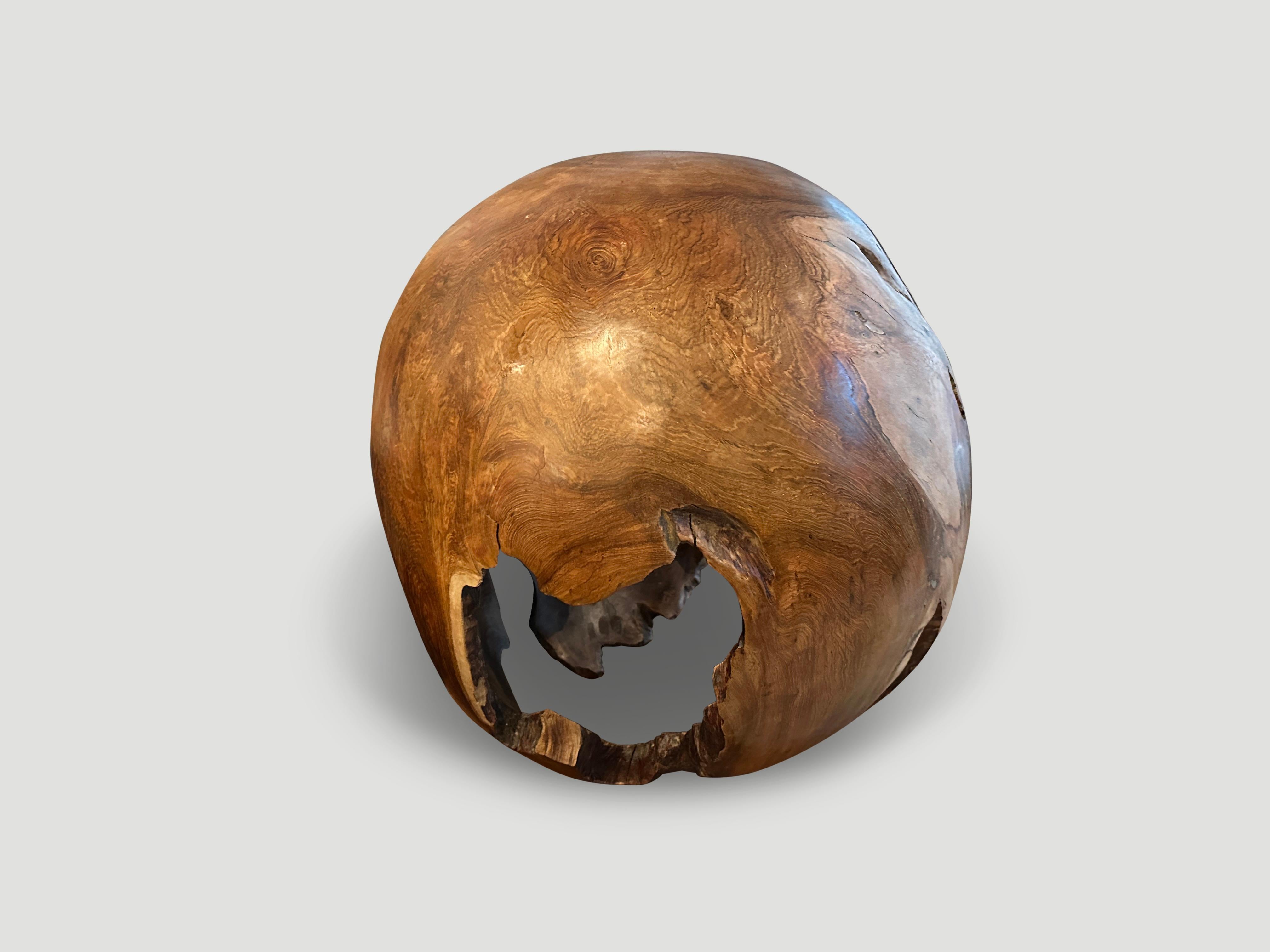Andrianna Shamaris Hollowed Out Teak Wood Organic Sphere  For Sale 1
