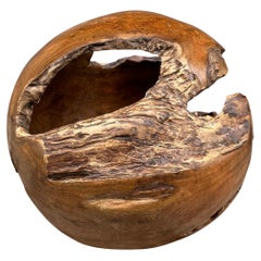 Andrianna Shamaris Sphère organique creusée en bois de teck 