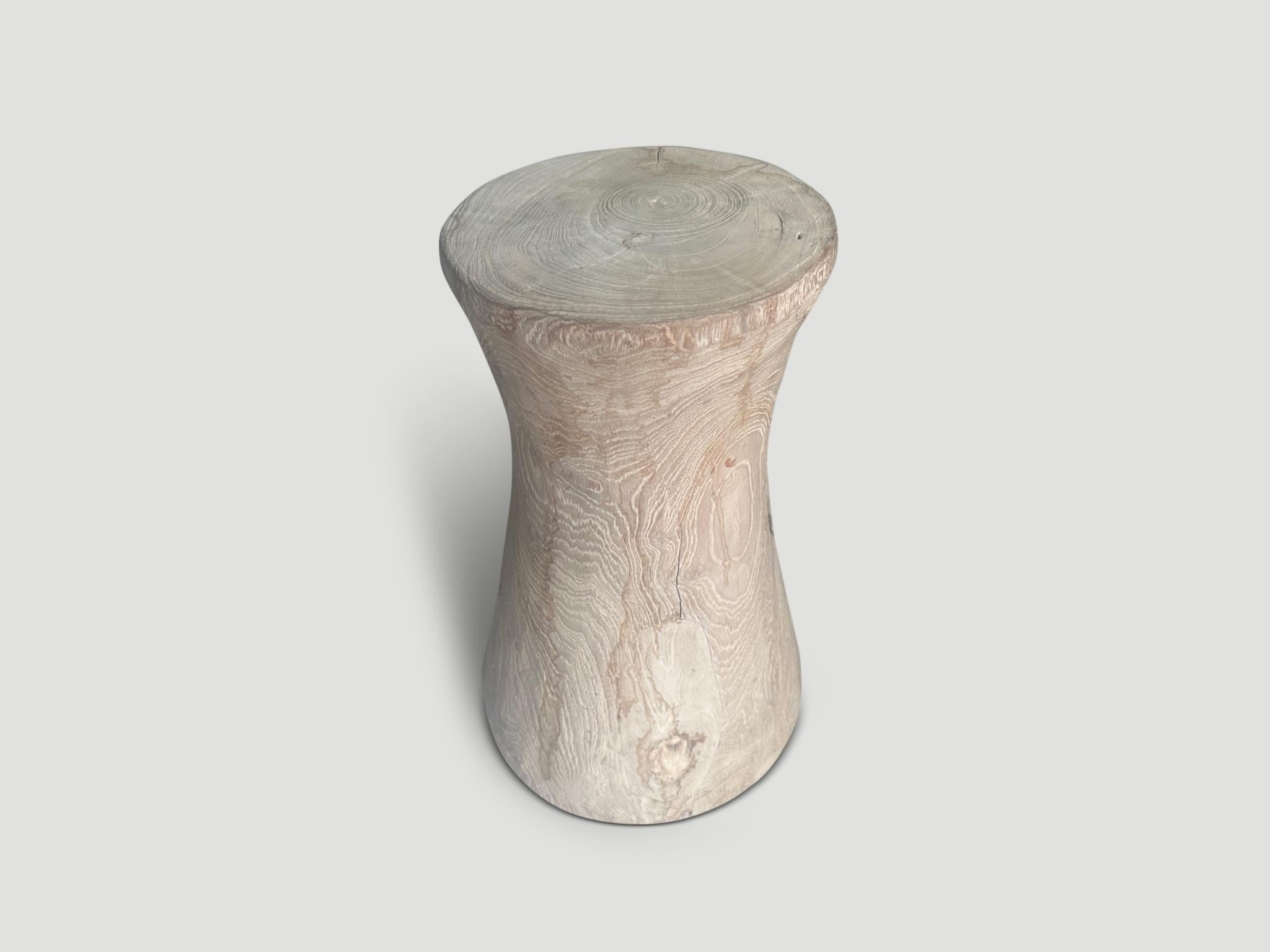 wooden hourglass stool